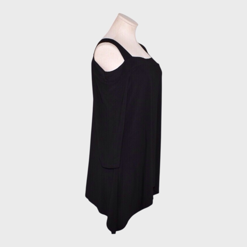 Caribe Cold Shoulder Tunic Top with Handkerchief Hem - Picture 2 of 5